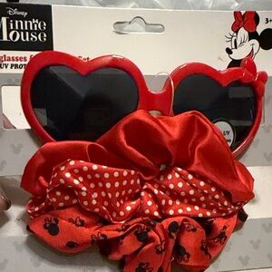Disney Minnie Mouse Red Heart Sunglasses with Scrunchies